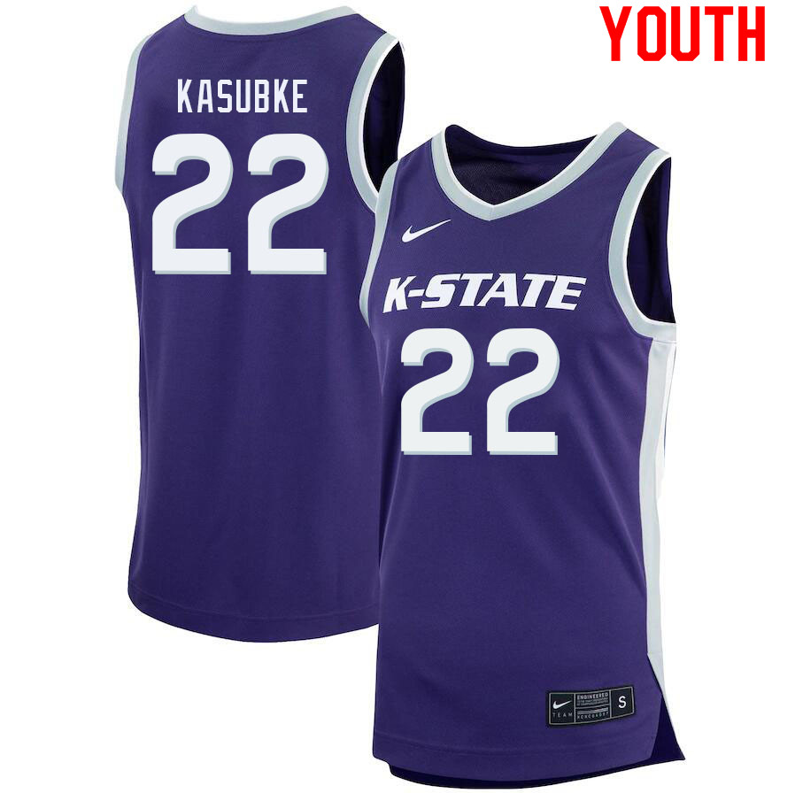Youth #22 Luke Kasubke Kansas State Wildcats College Basketball Jerseys Sale-Purple